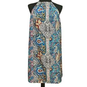 Colorful Paisley Print Halter Shift Dress